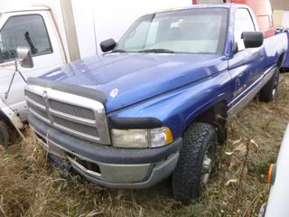 1996 Dodge Ram 2500 4X4 Pickup C/w 5.9L V8, 5Spd Manual. Showing 219,824kms. VIN 1B7KF26Z0TJ121053 *Note: No Tailgate, Running Condition Unknown, Cab In Box Not Included**