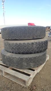 Qty Of (3) Michelin Radial XDHT Tractor Trailer Tires w/ Rims