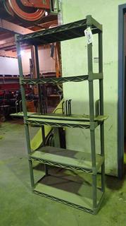 5-Tier Plastic Shelving Unit C/w (4) Custom Made Metal Hangers