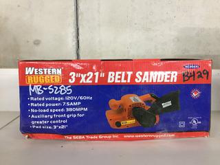Western Rugged 3" x 21" 7.5 Amp 120 Volt Belt Sander.