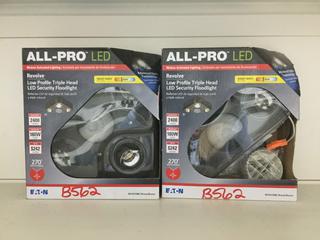 (2) All-Pro LED Low Profile Triple Head Security Flood Lights.