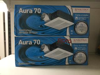 (2) Nautika Aura-70 Bathroom Fans, 70CFM-4 Sones.