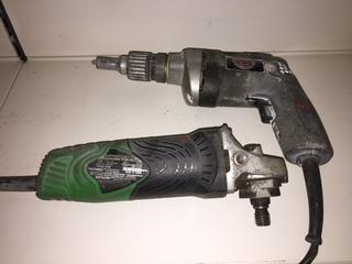 Black & Decker Drywall Screwdriver & Hitachi 4-1/2" Grinder.