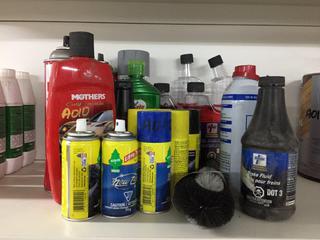 Quantity of Assorted Car Products, Brake Cleaner, Fuel Stabilizer, Wax, Etc.