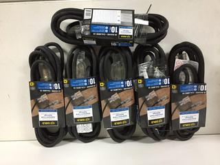 (6) 16 Gauge Light Duty 10' Extension Cords.