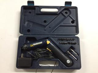 Mastercraft 3.6V Pivoting Screwdriver & Bits.