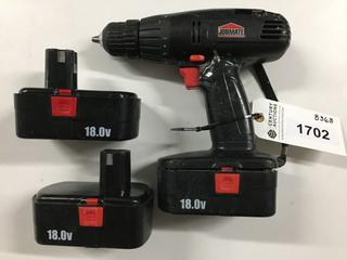 Jobmate 18V Drill & (3) Batteries.