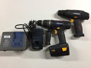 Mastercraft 3/8" Drill, 18V Drill, Battery & (2) Chargers.