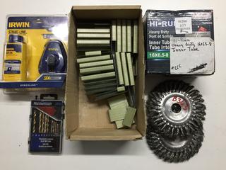 Staples, Drill Bits, Strait Line, Grinding Wheels & Inner Tube 16x6.5-8.