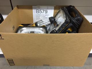 DeWalt 18V Lights, Batteries, Charger & Spare Bulbs.