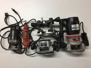 Craftsman Router, Porter Cable Laminate Trimmer & Rotary Tool.