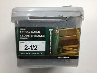 Quantity of 2-1/2" Spiral Nails.