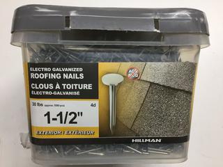 Quantity of 1-1/2" Roofing Nails.