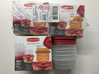 Quantity of Rubbermaid Easy Find Lid Food Storage Containers.