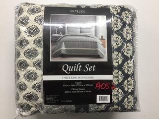 Cream/Black King Size Quilt Set.