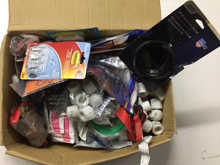 Assorted Household Items, Yarn, RV Hose Adapter, Trimmer Line, Etc.