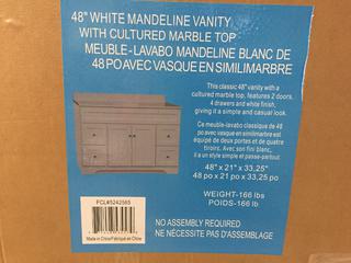 48" White Mandeline Vanity with Cultured Marble Top.