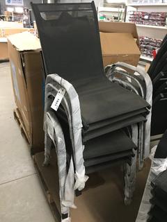 (6) Outdoor Stacking Armchairs, Damaged.