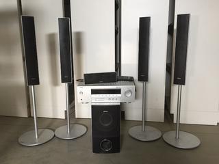 (6) Sony Home Theatre Speakers & Yamaha Receiver.