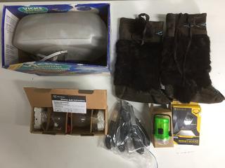 Quantity of Mini Spotlights, Humidifier, Boots, Socks & Moccasins.