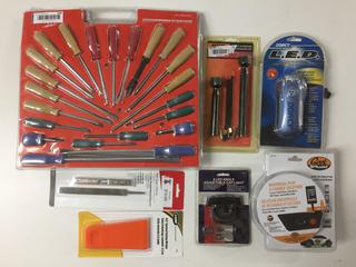 Quantity of Assorted Hand Tools, Flashlights & Foot Pump.