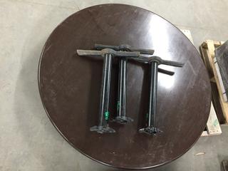 Round Table Top With (3) Legs, Approx. 60".