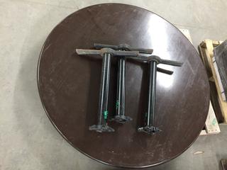 Round Table Top With (3) Legs, Approx. 60".