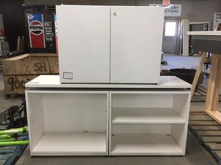 Base Storage Unit, 60" x 17" x 30" & Upper Cabinet, 35-3/4" x 17" x 27".