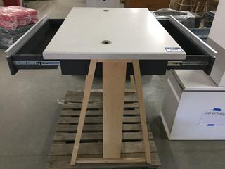 Two-Station Desk With Drawers, 43" x 48" x 32".