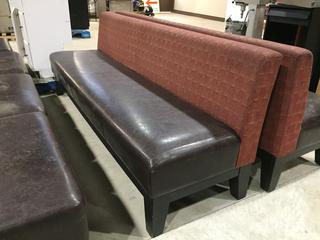 Restaurant Bench Seating, 88 "W x 34" (Back Height) x 19" (Seat Height).