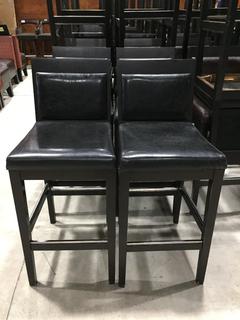 (4) Wood/Leather Bar Stools, 29" Seat Height.