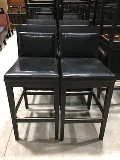 (4) Wood/Leather Bar Stools, 29" Seat Height.