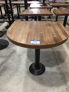 (1) Half Butcher Block Table With Metal Base, 30" x 30" 29"H.