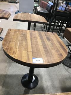 (1) Half Butcher Block Table With Metal Base, 30" x 30" 29"H.