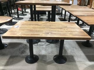 (1) Butcher Block Table With Metal Base, 48" x 30" x 29"H.