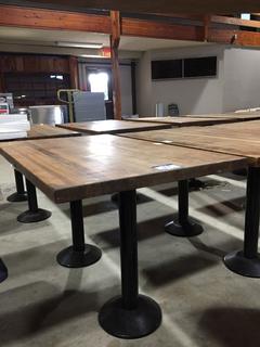 (1) Butcher Block Table With Metal Base, 43-1/2" x 30" x 29"H.