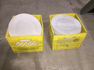 (2) Crates of 12-1/2" Dinner Plates.