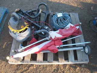 Shop Vac, Submersible Pump, Electrical Cord, Flays, Roller Magnets.
