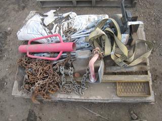 Miscellaneous Construction Tools, Chains, Jack, Chain Saw & Post Pounder.