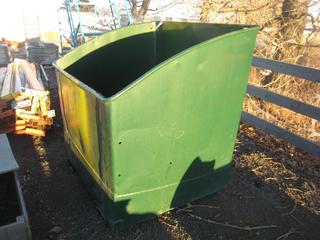 Green Metal Trash Bin.