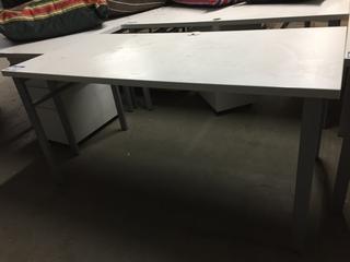 White Desk With Metal Legs, 60" x 29-1/2" x 29".