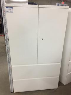 White Metal 2-Drawer Lateral File/Storage Cabinet, 63-1/2" x 36" x 19".