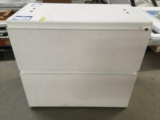 White 2-Drawer Lateral File Cabinet, 27" x 30" x 17".