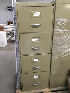 Metal 4-Drawer File Cabinet, 52" x 18" x 28".