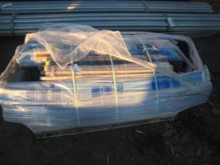 Pallet of Fencing Hardware. (2) Rolls of 6' Fence. 6' Mesh Bottom Block.
