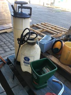 (2) Sprayers, (1) Seed Spreader.
