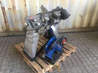 Sprunger Horizontal Band Saw, S/N 84812, Model # CS800, & Powerfist 14" Cut-Off Saw.