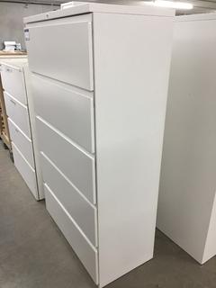 White Metal 2-Drawer Lateral File/Storage Cabinet, 63-1/2" x 36" x 19".