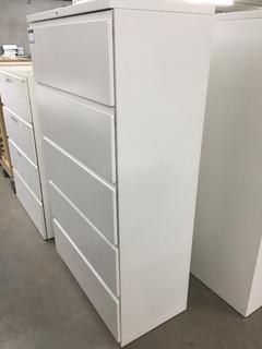 White Metal 5-Drawer Lateral File Cabinet, 63-1/2" x 36" x 19".