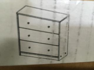 White 3-Drawer Dresser.